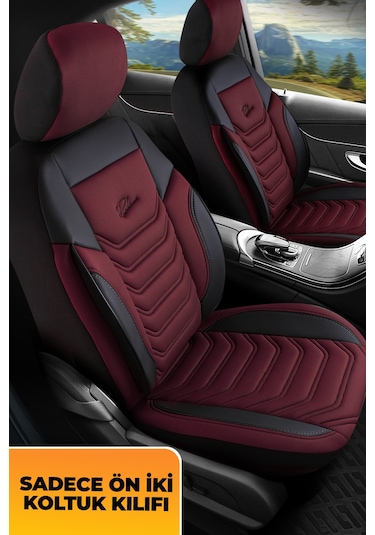 Bordo Panda Peru Serisi Pike Kumaş Ön İki Oto Koltuk Kılıfı