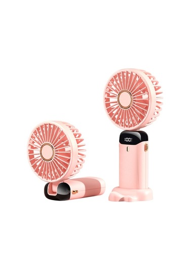 Mini Taşınabilir Fan El Fanı Şarj Edilebilir Küçük 7011 Pembe