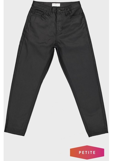 Ariana Petite Siyah Kaplamalı Yüksek Bel Patı Fermuarlı Jean Pantolon C 4525-061 Siyah