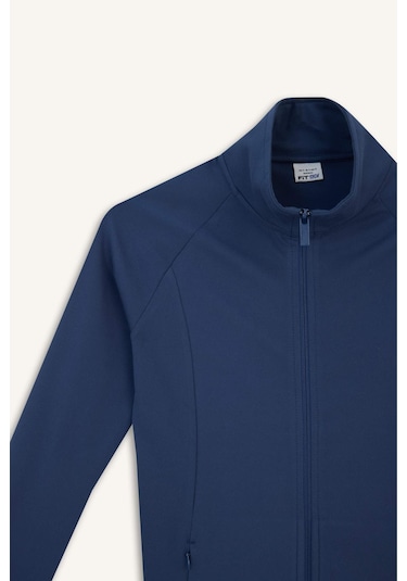 Defacto Defactofit Fitted Vücuda Oturan Ultra Soft Dik Yaka Çift Cepli Parmak Detaylı Fermuarlı Spor Hırka B3985ax25auın231 Indigo