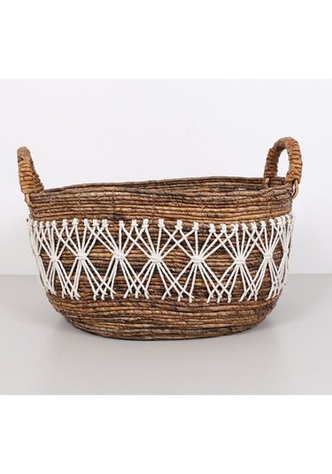 Ürgüp 50x40x35 Cm. Doğal Abaka El Yapımı Oval Sepet Xl Bej