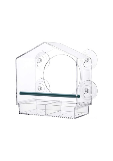 Yifomall Ev Şeklinde Dayanıklı Akrilik Kuş Yemliği - 21.5x20.5x10cm