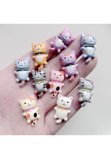 Mor 10 Adet Randommixed Sevimli Kedi Reçine Düz Arka Dekoratif Karalama Defteri Dıy Telefon Kılıfı Saç Dekorasyon Reçine Aksesuarları