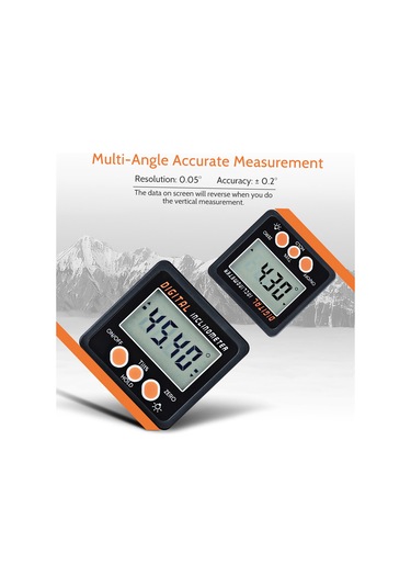 Maiyame Alüminyum Kasa Dijital Eğim Ölçer 0-360 Hassas Açı Ölçümü Tek Taraflı Mıknatıslı Pil Dahil Değil