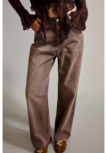 Defacto Wide Leg Geniş Bol Paça Jean Pantolon G2906ax25aubn336 Kahve