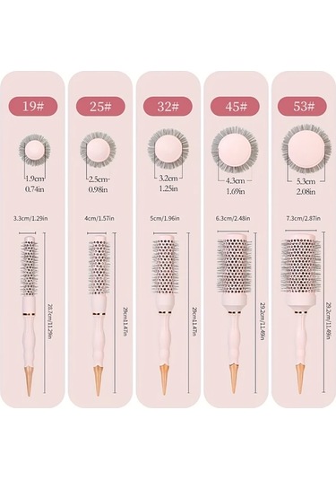 Willowhaven 25mm Yuvarlak Saç Fırçası Seti Profesyonel Kurutma Fön Fırçası
