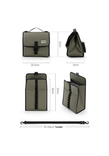 Rockbros W010 Brompton Bisiklet Ön Çantası Için Alüminyum Film Astarlı Gıda Saklama Çantası - Koyu Yeşil