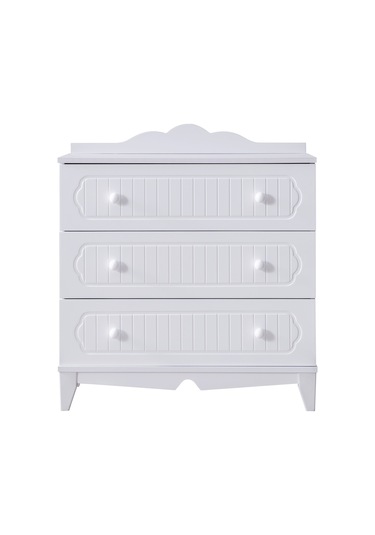 Şifonyer, Flower 3 Çekmeceli Şifonyer - Beyaz Beyaz