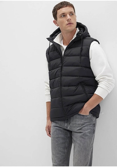 Mavi Kapüşonlu Şişme Siyah Erkek Yelek M0110604-71379 Siyah