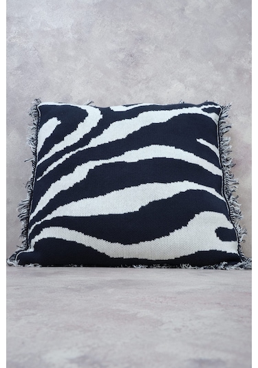 Peraluna Zebra Pıllow %100 Organik Pamuk Triko Yastık Kılıfı 45x45 Cm Lacivert - Lacivert