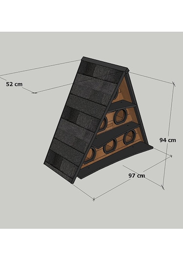 "MANDU” Ahşap Üçgen Kedi Evi (Büyük Boy)