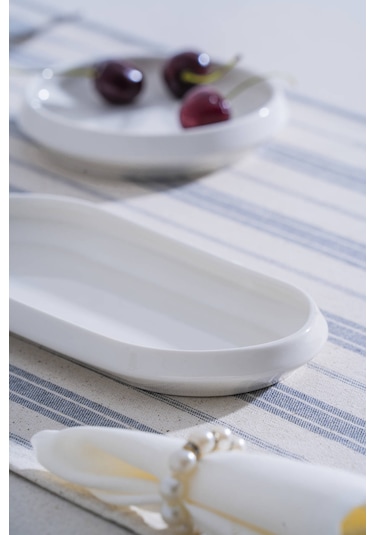 Acar Rumi Oval Kayık Tabak - 23 Cm Beyaz