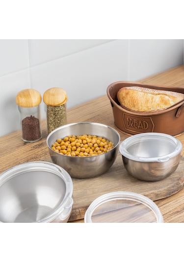 Porsima Parma Sızdırmaz Kapaklı Paslanmaz Çelik Saklama Kabı 3'lü