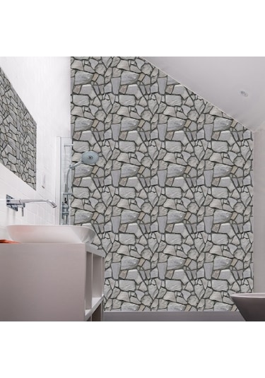 Opulentliving Ekonomik 3d Taş Duvar Kağıdı - Pvc Yapışkan Mobilya Dekorasyonu, 10 Parça Set
