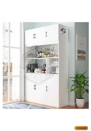 Tamamı Mdf 6 Kapaklı Açık Raflı Çok Amaçlı Mega Mutfak Dolabı/kil