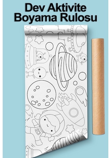 Melolisa Uzay Ve Gezegenler Dev Boyama Kağıdı 2.5 Metre Tatil Aktivite Rulosu - Çocuk Eğitici Rulo Kağıt