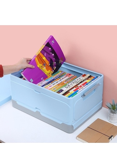 Tongxida Öğrenci Kitapları Sıralama Eser Plastik Katlanır Araba Depolama Kutusu, Boyut: Xl Mavi Mavi