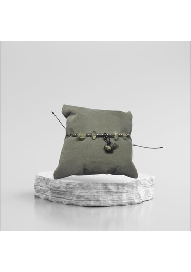 Yeşim Taşı Halhal Doğal Taş Bileklik Hal Hal Ayarlanabilir İpli Yeşil Taşlı Kristalize Kırık Taş Şifalı Halhal Bileklik Yeşil