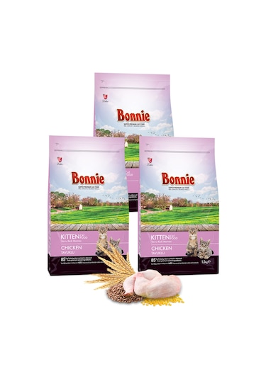 Bonnie Tavuklu Yavru Kedi Maması 3 x 1500 G