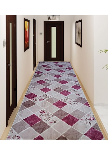 Altınsar Halı Lilyum Mürdüm Jel Taban Koridor Mutfak Kesme Yolluk