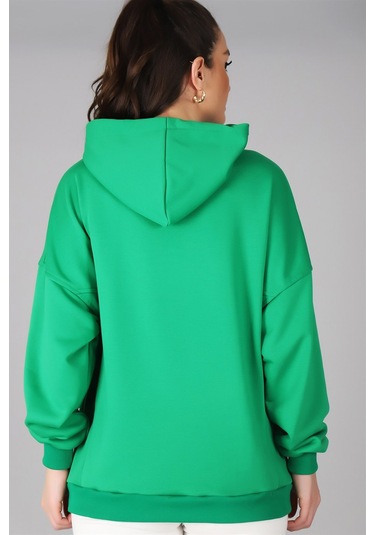 Sweetness Kadın Yeşil Kapüşonlu Sweatshirt Yeşil