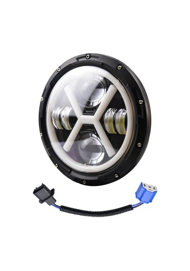 Symbee 7 İnç Dört Lens X Tipi Led Far Tek Adet - Jeep Wrangler Jk/jku/cj/lj/tj Ve Hummer H1/h2 Uyumlu, 30000lm Parlaklık, Ip67 Su Geçirmez