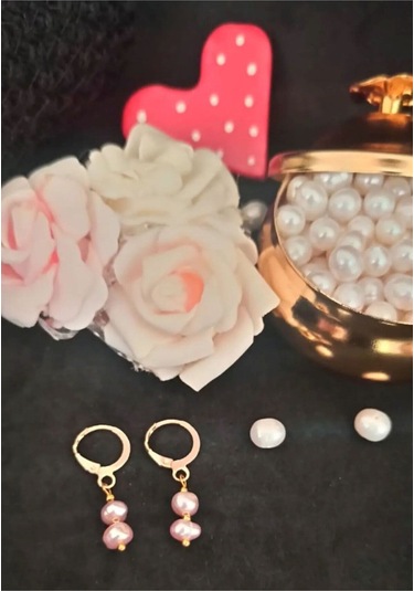 24k Altın Kaplama Gerçek Şekilsiz Lila İnci Dorika Detaylı Tasarı