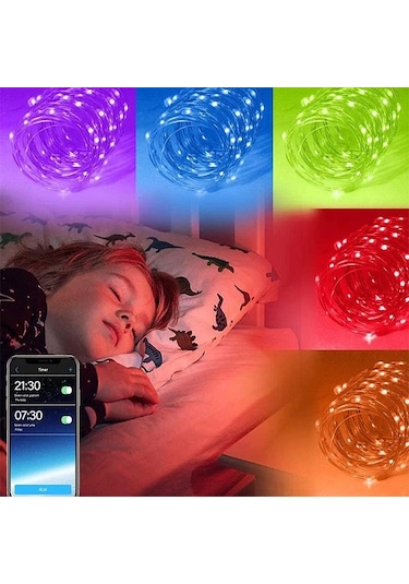 Ally 10mt 100 Led Rgb Bluetooth Telefonla Kontrol Edilen Usb Led Lamba İos-android- 5775 Çok Renkli
