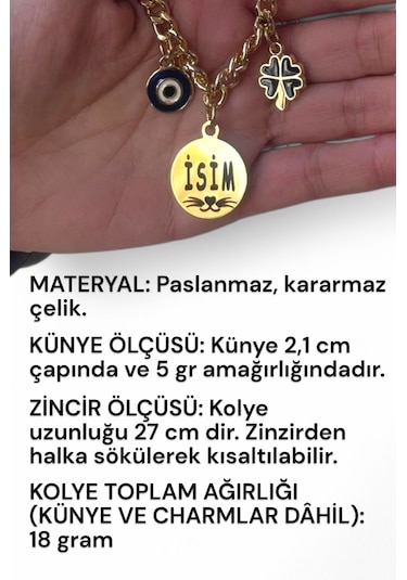 Kedi Tasması Isimli Kedi Tasması Zincirli Tasma Paslanmaz Çelik 2