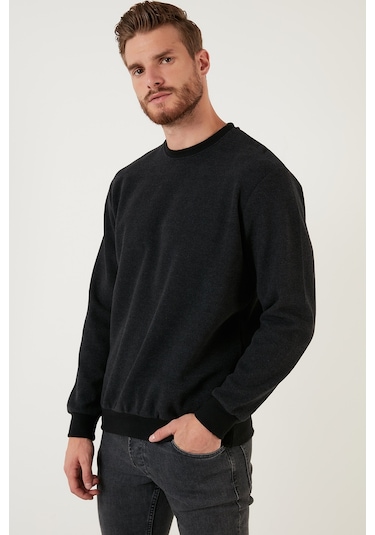 Buratti Slim Fit Bisiklet Yaka Pamuklu Erkek Kazak 456201 Antrasit