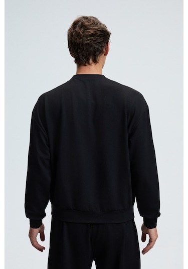 Grimelange Vıento Erkek Bisiklet Yaka Uzun Kollu Regular Fit Siyah Sweatshirt Siyah