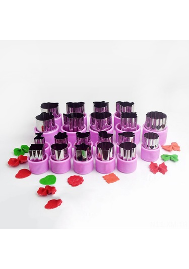 Ximistore9 20 Parça Paslanmaz Çelik Sebze Meyve Şekillendirici Kalıp Seti - Kek, Kurabiye, Makarna İçin Renkli Seçenekler Çok Renkli