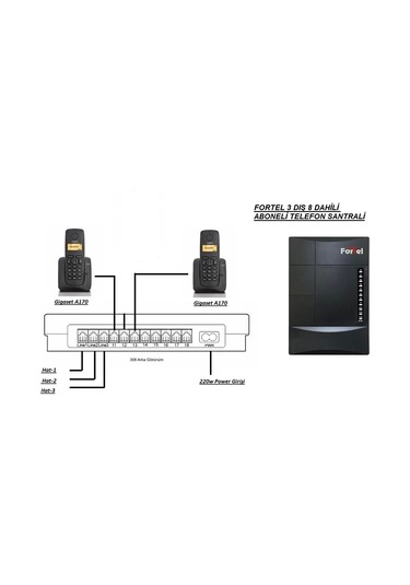 Fortel Z308 Telefon Santrali Ve 2 Gigaset A170 Dect Telefon