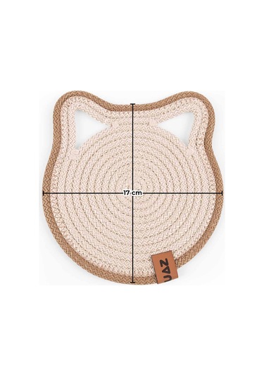 Gobypet Küçük Boy Jüt Hasır Kulaklı Yuvarlak Kedi Köpek Mama Paspası, Matı, Çok Amaçlı Altlık