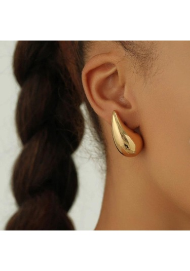 Bombeli Bottega Küpe Damla Model Küpe Gold Renk Sarı