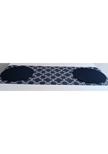 Lacivert Klasik Desenli Runner Ve 2li Supla Takımı Lacivert