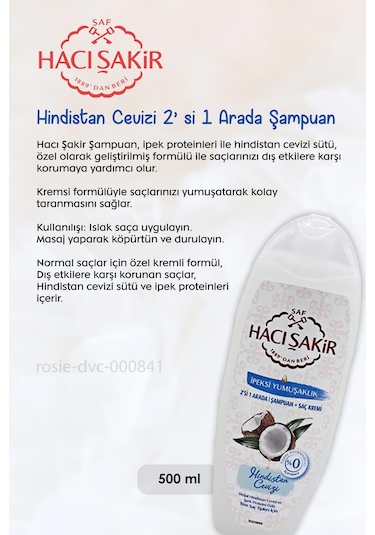 Hacı Şakir Hindistan Cevizi Şampuan 500 Ml, Zeytinyağlı Şampuan 500 Ml Ve Rosıe