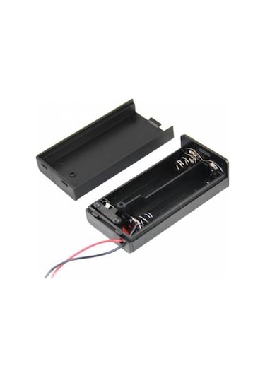 Fortor İkili Kalem Pil Yuvası Kapaklı Kablolu Switchli AA Boy