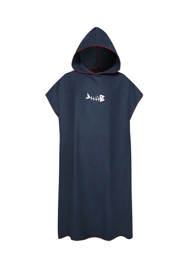 Yetişkinler İçin Sörf Panço Değişen Havlu Çabuk Kuruyan Bornoz Başlıklı Mikrofiber Plaj Battaniyesi Banyo Yüzme Havlusu Koyu Mavi Lacivert