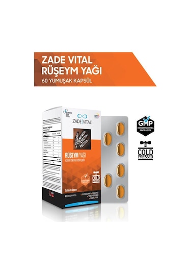 Zade Vital Ruşeym Yağı 500mg 60 Yumuşak Kapsül