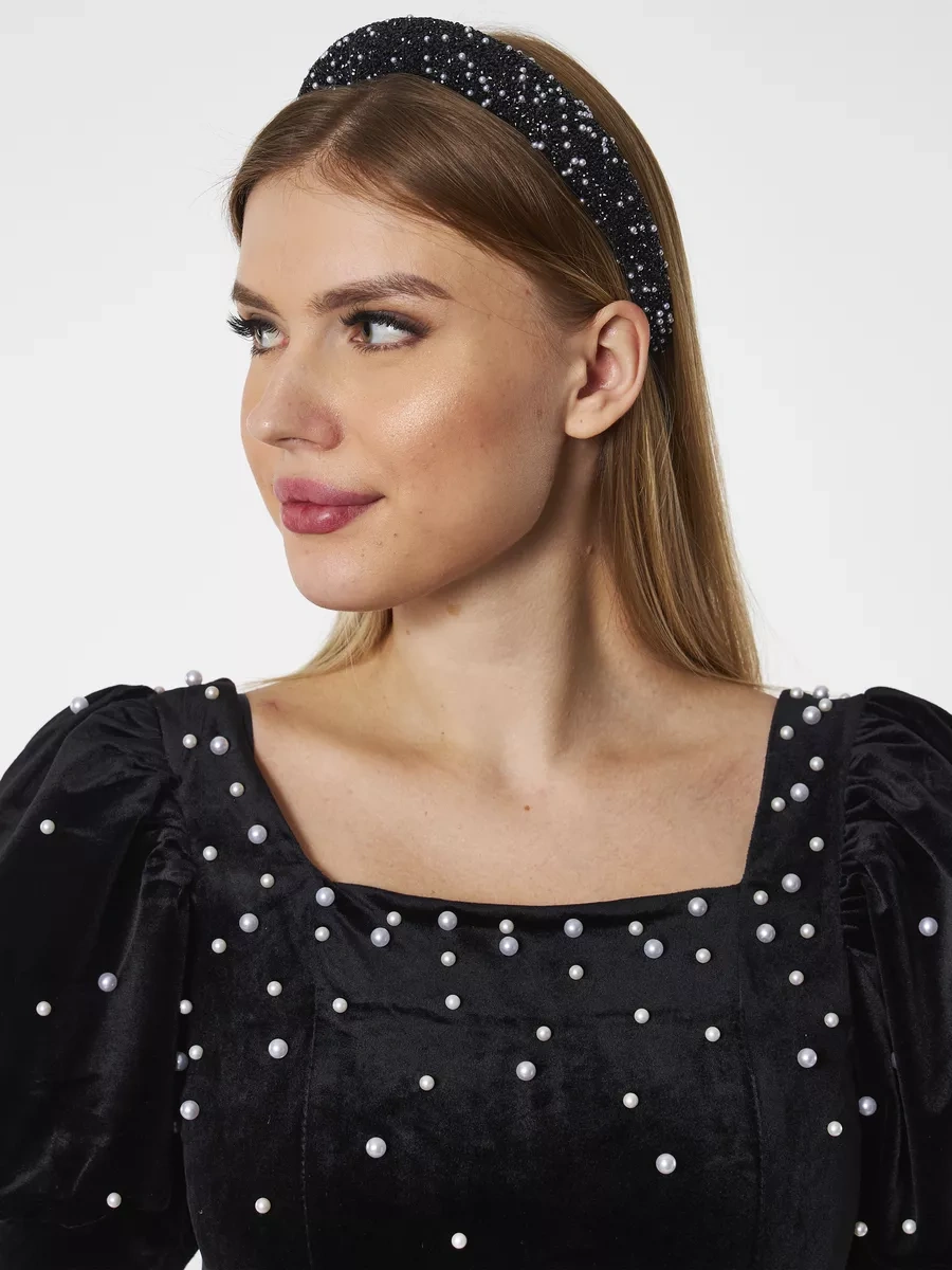Km Saç Bandı, İnci Ve Taşlı Parlak, Hacimli. 189008316 Siyah