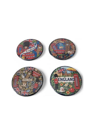 İngiltere Magnet Set 2 - 4'lü Buzdolabı Magnet England Karışık Renkli