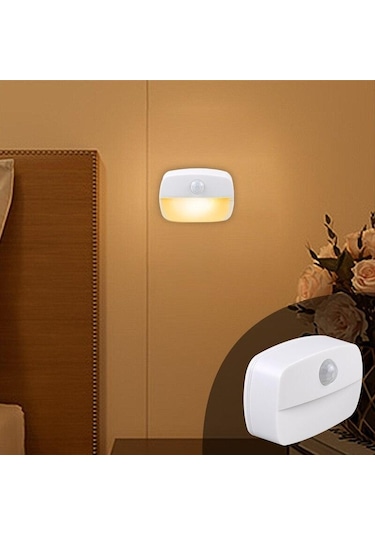 Sıcak Beyaz Hareket Dedektörü Gece  Fiş Hareket Sensörlü Işık 220 V Soket Lamba Akülü Başucu Koridor Çok Renkli