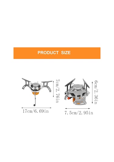 Hombey Taşınabilir Mini Kamp Gaz Sobası - Çelik Yapı, Hafif Ve İçinçaz Bağlama Gereci Gümüş