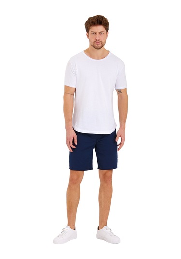 Adams Erkek Reflektör Logo Regular Fit Cepli Spor Şort Navy