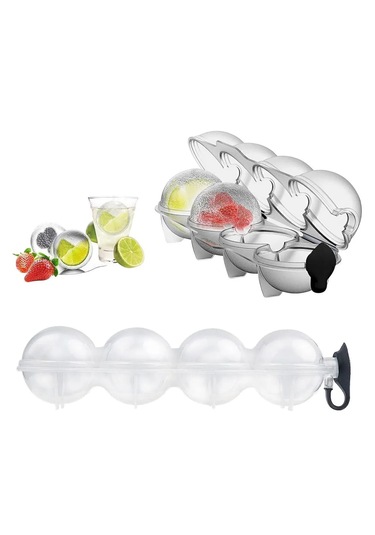 Valletta Viviana 4'lü Küre Buz Topu Kalıbı - Buz Topu Dondurucu Beyaz