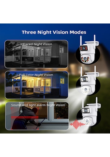 4mp+4mp Çift Lensli Wifi Ip Kamera Kablosuz Dış Mekan Ev Ptz Güvenlik Kamerası