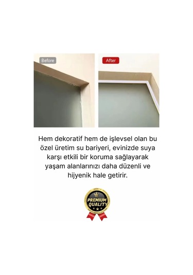 1 Adet Ultra Güçlü Dayanıklı Esnek Tezgah Mutfak Banyo Kendinden Yapışkanlı Su Bariyeri 2 Metre