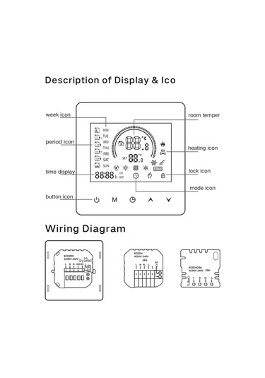 Geeksen Akıllı Isıtıcı Kontrolörü K2h16a - Lcd Dokunmatik Ekran, 7 Gün Programlanabilir, 6 Zaman Aralığı, Çocuk Kilidi, Cam Paneli, Sıcaklık Gösterimi