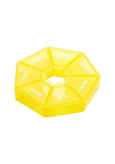 Sarı 1 Adet Hap Kutusu Plastik 7 Gün Tablet Şeker Kutusu Taşınabilir Depolama Tablet Tutucu Seyahat Organizatör Hap Dağıtıcı Konteyner